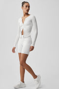 7" High-Waist Biker Short - White