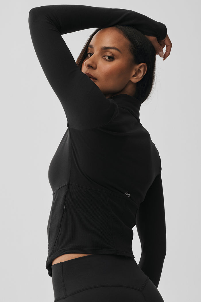 Airbrush Corset Full Zip Jacket - Black