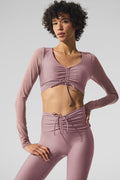 Airlift Mesh Divine Long Sleeve Bra - Smoky Quartz