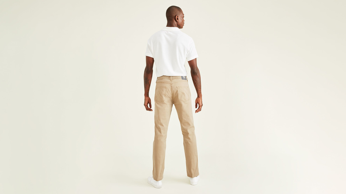 Back view of model wearing New British Khaki Jean Cut Pants, Straight Fit (Big and Tall).