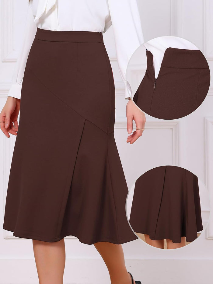Allegra K Fishtail Skirt for Women Panel Business Causal Fitted Skirts