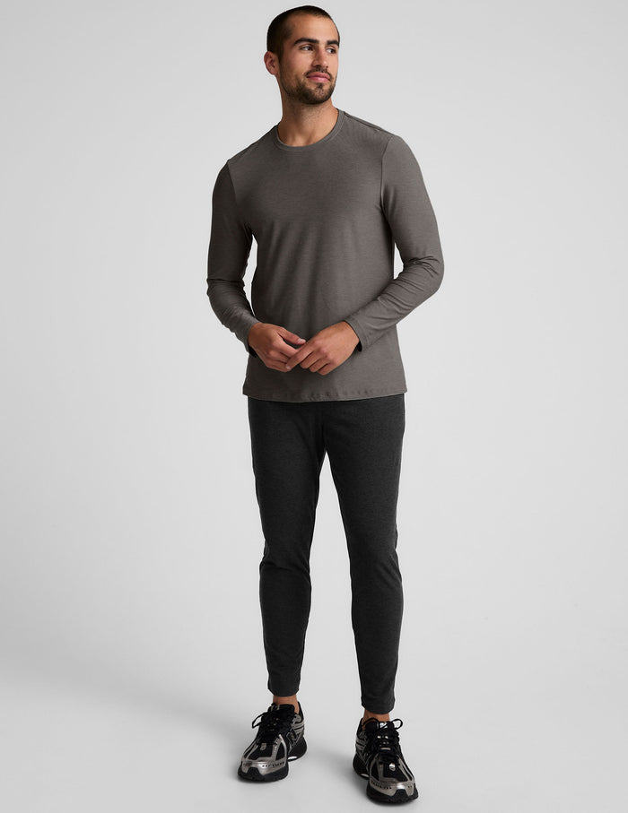 grey men's long sleeve top.