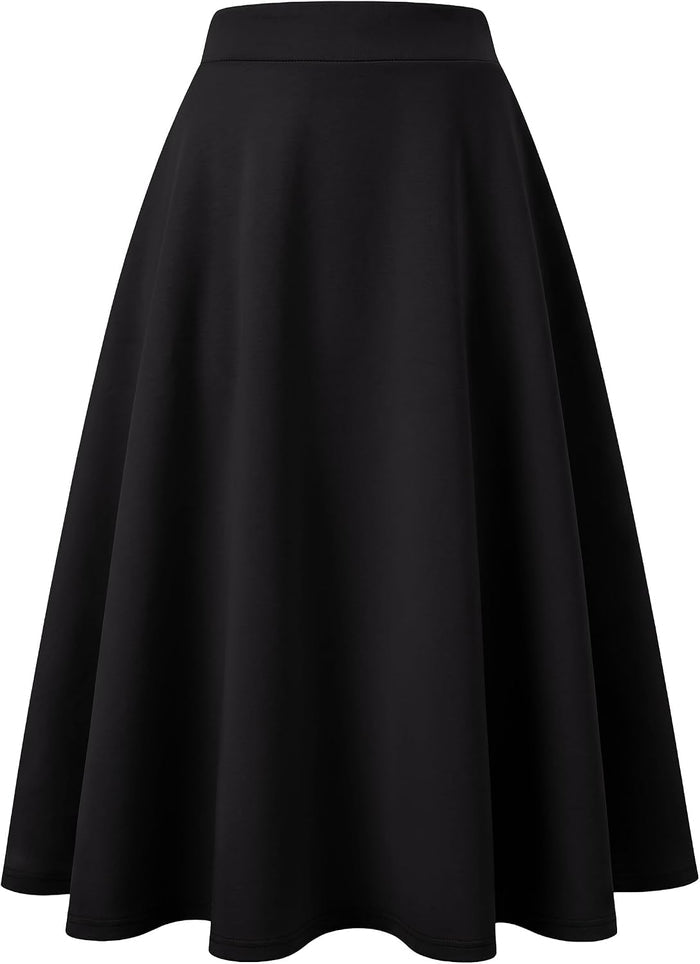 ANRABESS Women's A-Line Elastic High Waist Midi Skirts