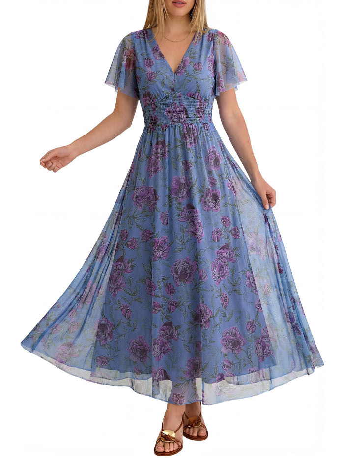 Purple Floral Blue / Small