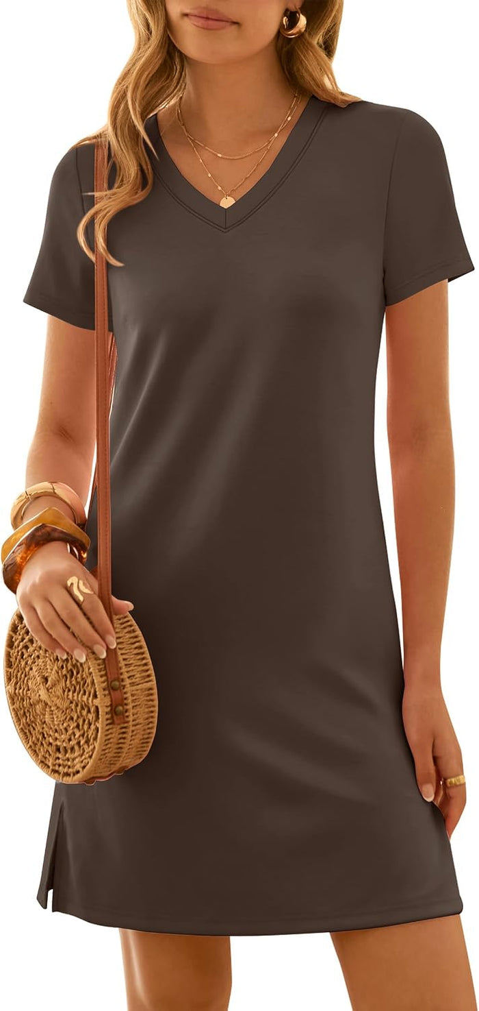 ANRABESS Womens Wrinkle Free Summer Casual Short Sleeve Mini Dresses