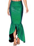 AOBUTE Women Mermaid Costume Skirt Shiny Maxi Fish Skirts Halloween Cosplay Outfits