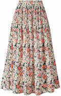 Basoteeuo Womens Skirt Leopard Print Midi Long Shirring Pleated Skirts High Waisted A Line Skirts