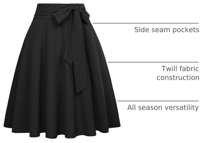Belle Poque Women High Waisted A Line Skirt with Pockets