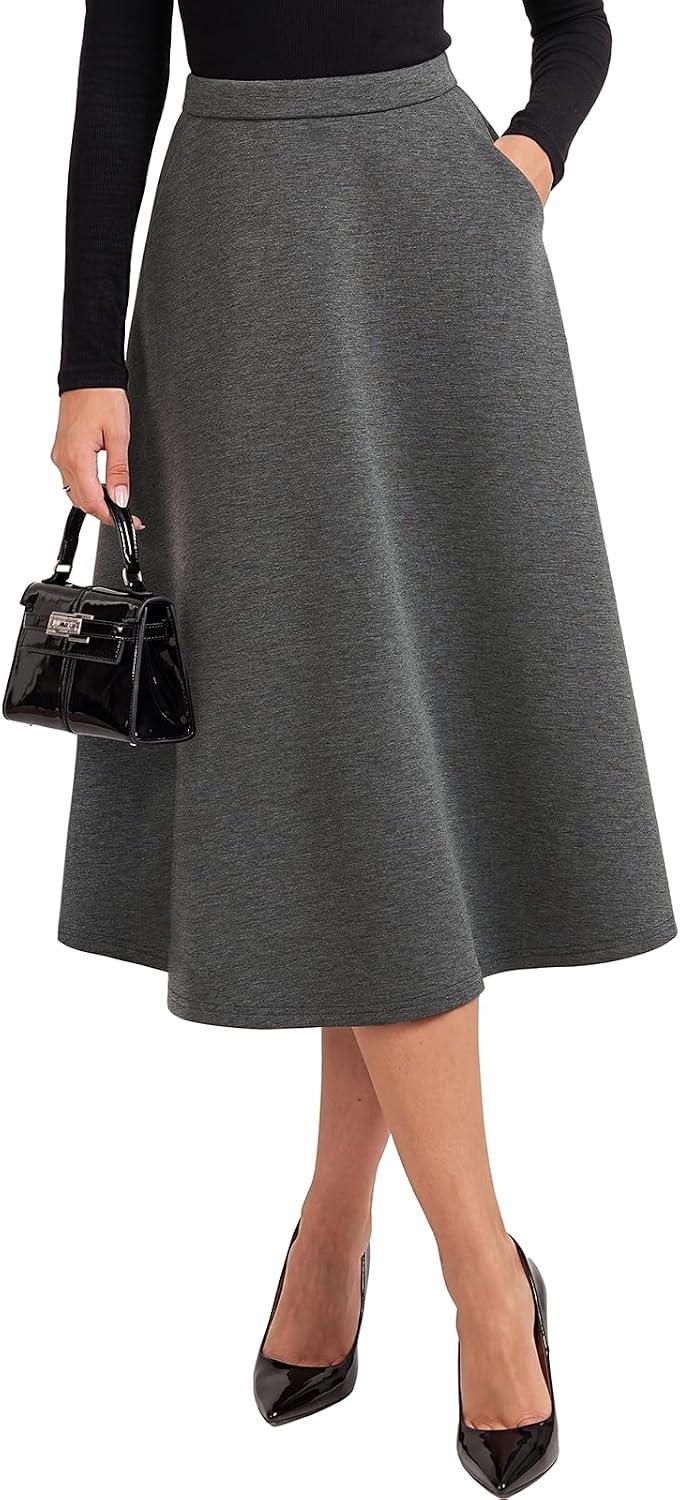 Belle Poque Womens 2026 Fall Winter Vintage High Waisted Midi Skirt