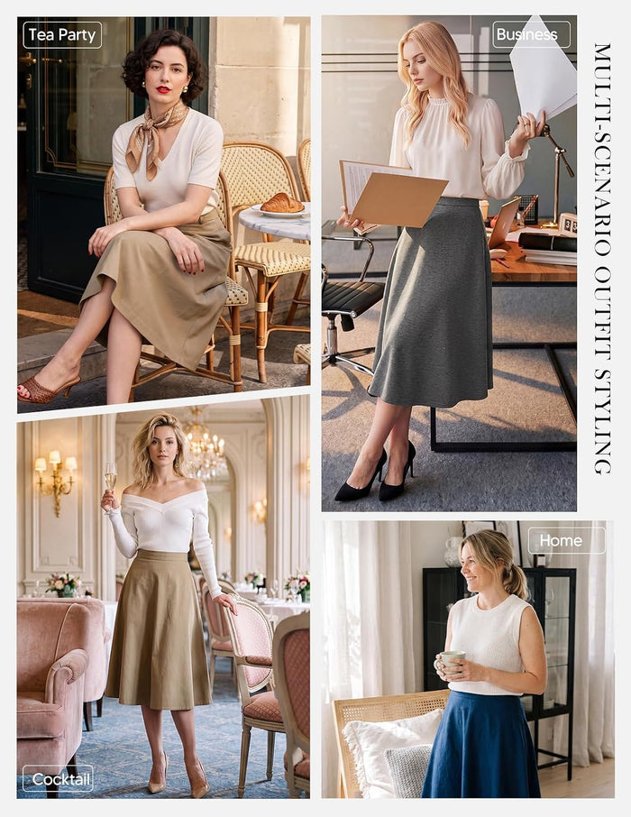 Belle Poque Womens 2026 Fall Winter Vintage High Waisted Midi Skirt