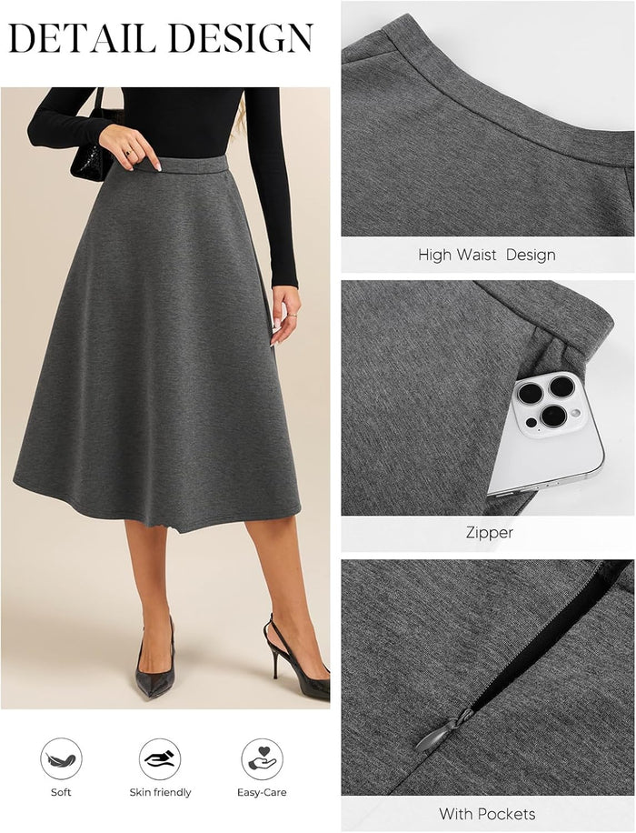 Belle Poque Womens 2026 Fall Winter Vintage High Waisted Midi Skirt