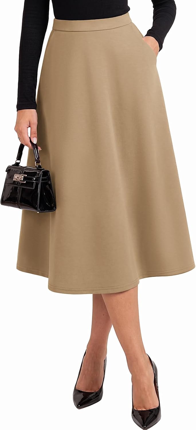 Belle Poque Womens 2026 Fall Winter Vintage High Waisted Midi Skirt