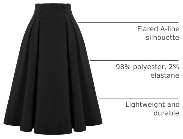 Belle Poque Women's Midi Pleated A-Line Skirts Pockets