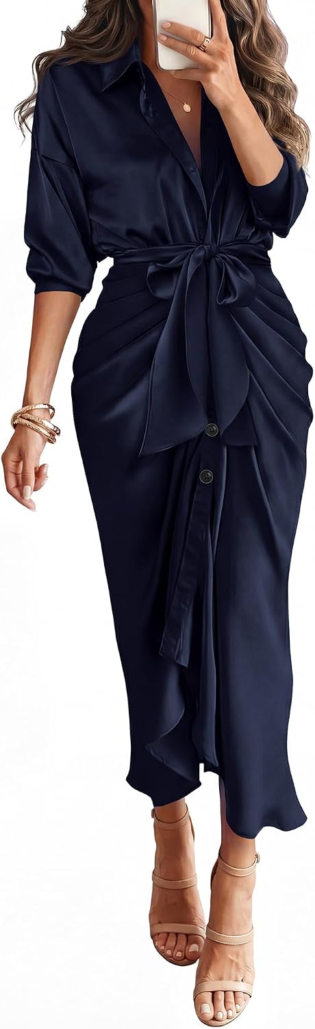BTFBM Button Dwon Fall Dresses for Women 2026