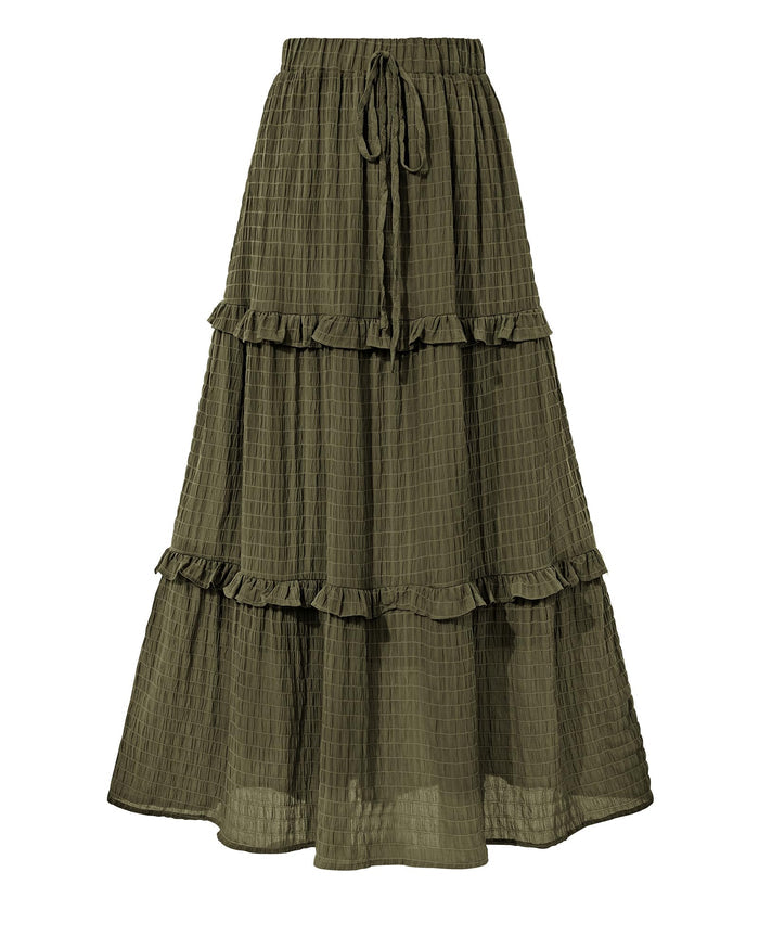 BTFBM Casual Solid Maxi Skirt Fall Clothes Flared A-Line Skirts for Women