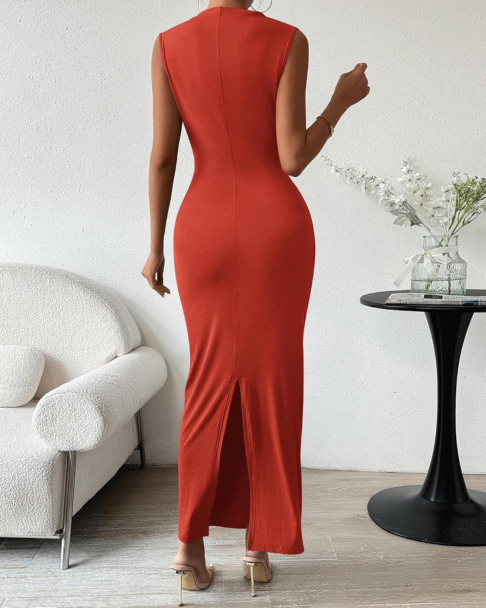 BTFBM Women Ruched Bodycon Maxi Dresses Summer Casual