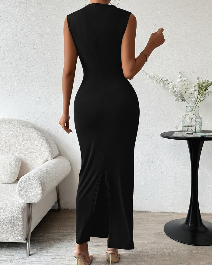 BTFBM Women Ruched Bodycon Maxi Dresses Summer Casual
