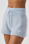Cashmere High-Waist Plush Waffle Short - Crystal Blue