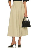 Cicy Bell Women Pleated Midi Skirt Casual Dressy High Waisted A-Line Skirt
