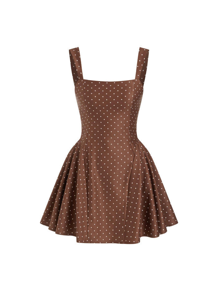 CIDER Womens Polka Dot Going Out Dress Cute Summer Date Night Square Neck Sleeveless Mini Dress