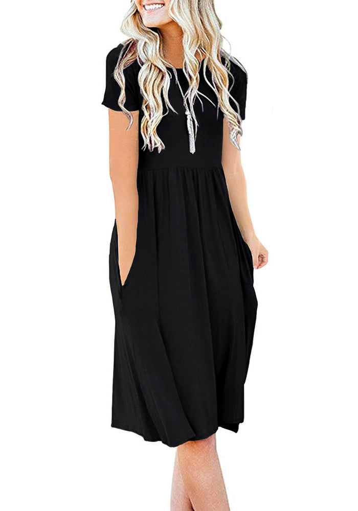 DB MOON Women Summer Casual Short Sleeve Dresses Empire Waist Dress