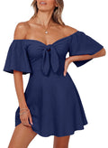 Dokotoo Womens Dresses 2026 Deep V Neck Elegant Bow tie Mini Dress S-XL
