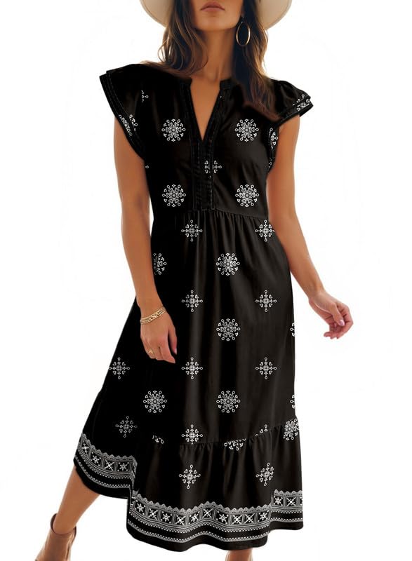 Dokotoo Womens Dresses 2026 V-Neck Cap Sleeve Empire Waist Dress