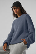 Domain Rib Knit Crew Sweater - Bluestone