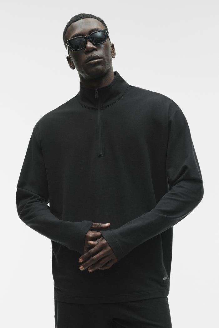 Double Take Long Sleeve 1/4 Zip - Black