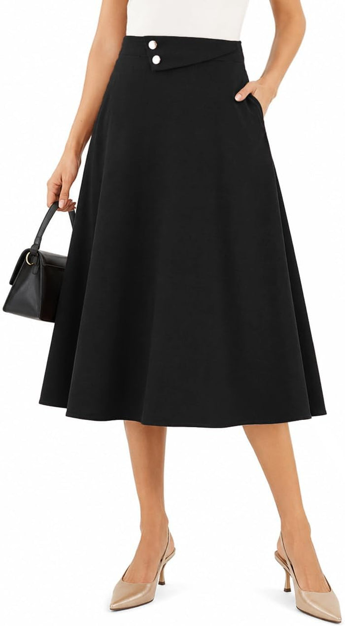 Dressystar Women's Midi Skirt with Pockets A Line Skirts for Business Work