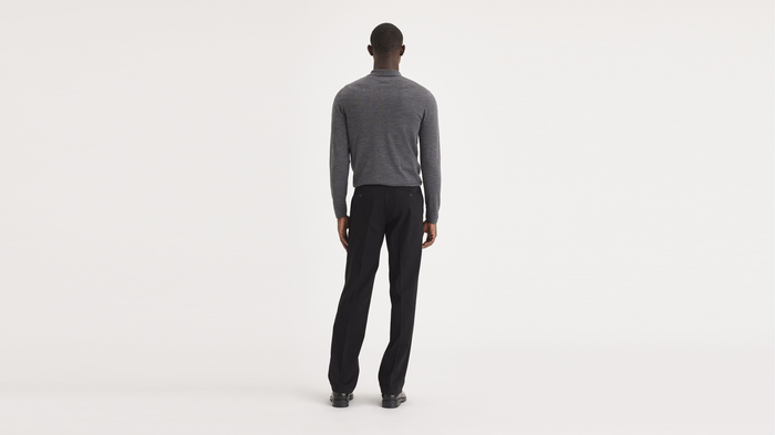 Back view of model wearing Black Easy Khakis, Classic Fit (Big and Tall).