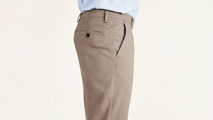 View of model wearing Timber Wolf Easy Khakis, Classic Fit (Big and Tall).