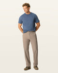 Front view of model wearing Dark Pebble Easy Khakis, Classic Fit.