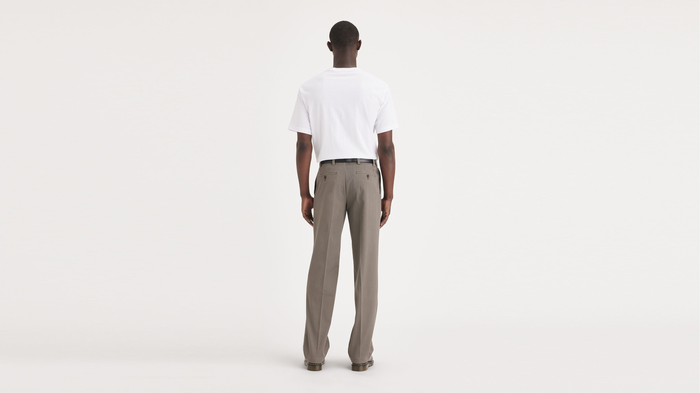 Back view of model wearing Timber Wolf Easy Khakis, Pleated, Classic Fit (Big and Tall).