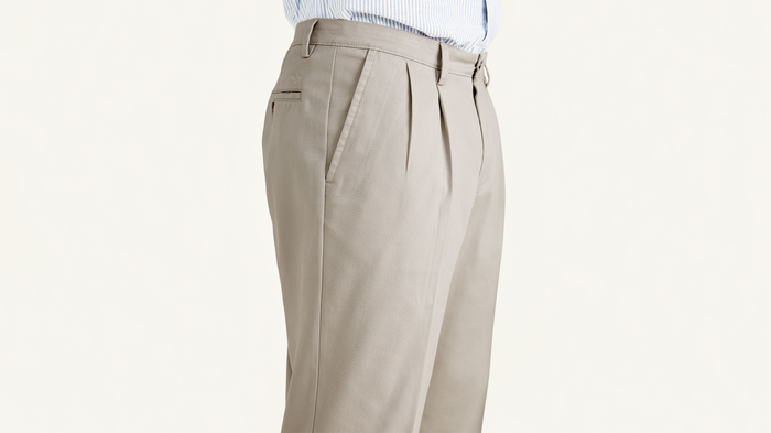 View of model wearing Cloud Easy Khakis, Pleated, Classic Fit (Big and Tall).