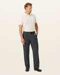 Front view of model wearing Black Easy Stretch Khakis, Pleated, Relaxed Fit.