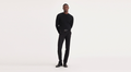 Front view of model wearing Black Easy Khakis, Slim Fit.