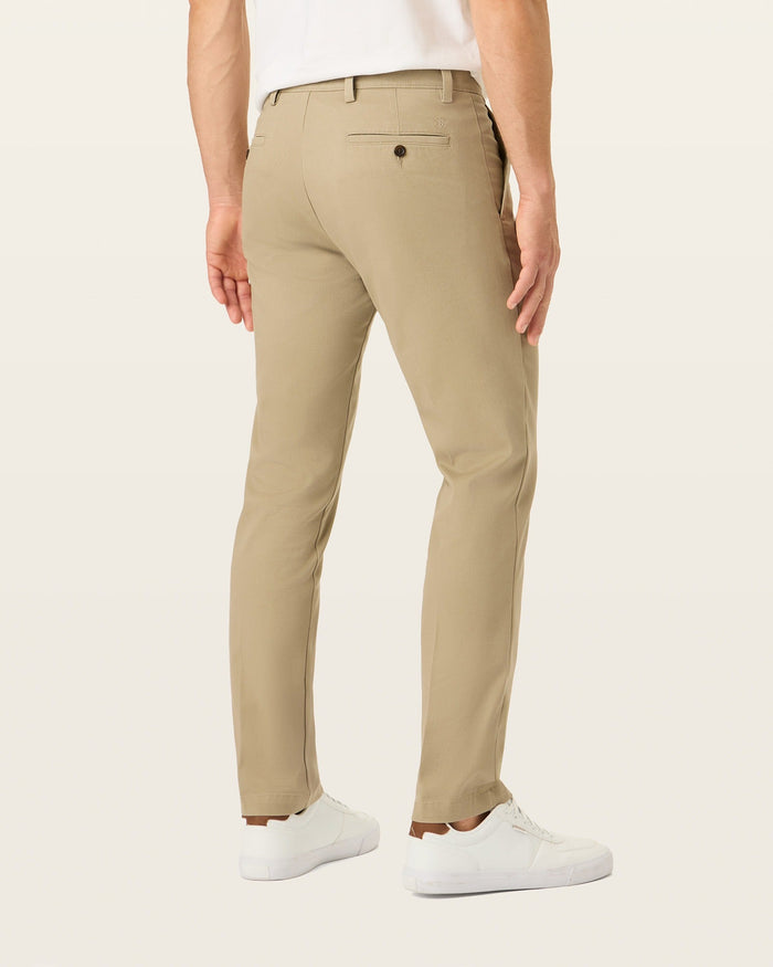 View of model wearing Timber Wolf Easy Khakis, Slim Fit.