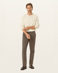Front view of model wearing Dark Pebble Easy Khakis, Straight Fit.