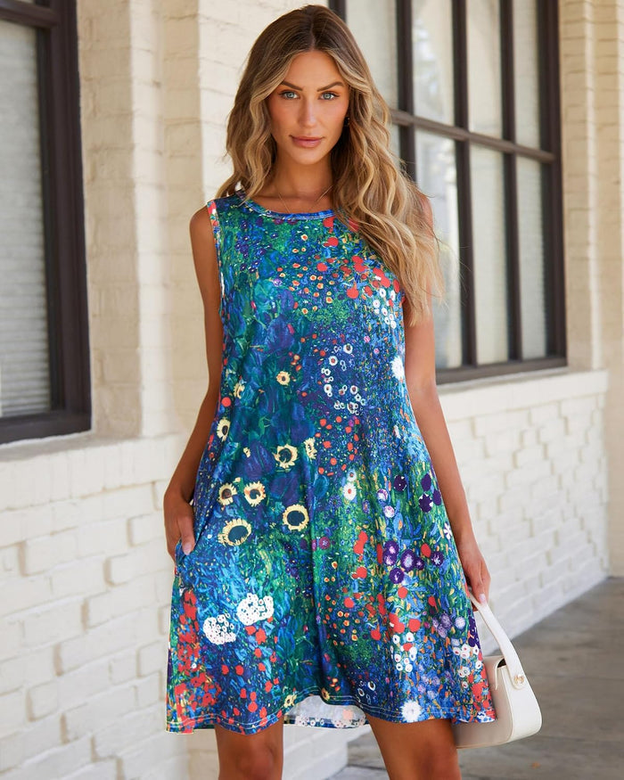 elescat Women's Summer Dresses Casual Sleeveless Loose Sundress with Pocket
