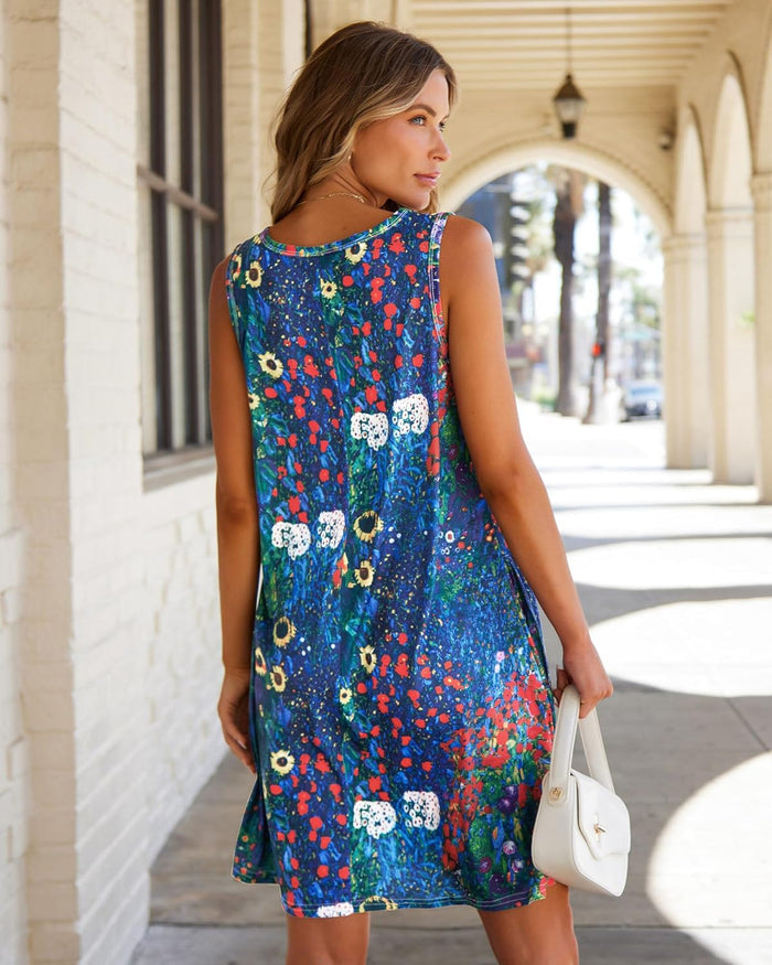 elescat Women's Summer Dresses Casual Sleeveless Loose Sundress with Pocket