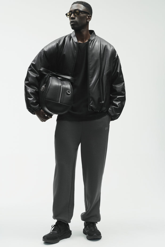 Faux Leather Premier Bomber - Black