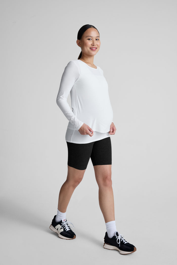 white long sleeve nursing top.