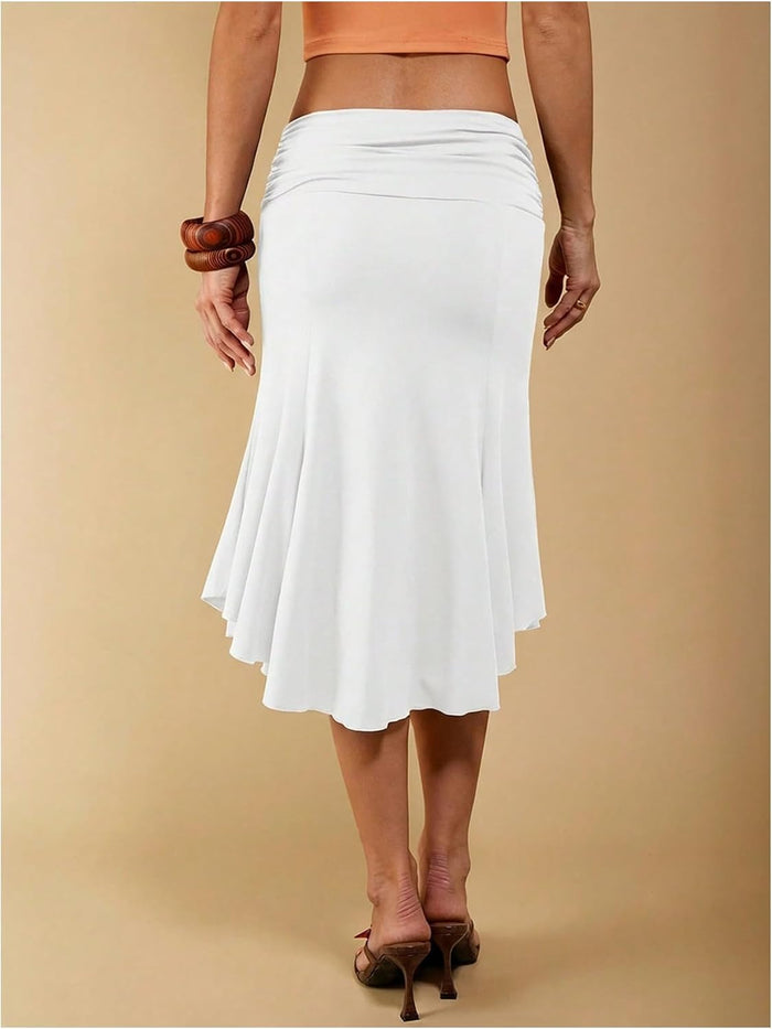 Floerns Women's Y2K Summer Asymmetrical Ruffle Hem Date Night Midi Skirts