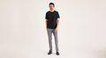 Front view of model wearing Car Park Grey Go Activeflex Chino, Slim Fit.