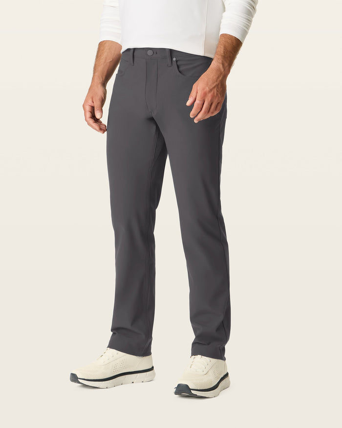 Side view of model wearing Boulevard Go Airweave 5-Pocket, Straight Fit.