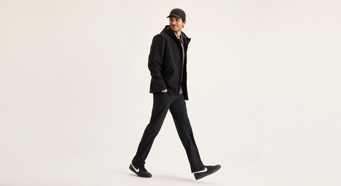 View of model wearing Beautiful Black Go Airweave 5-Pocket, Straight Fit.