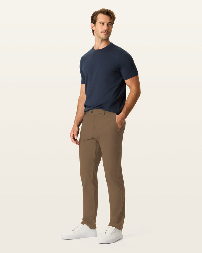 View of model wearing Otter Go Airweave Chino, Slim Fit.