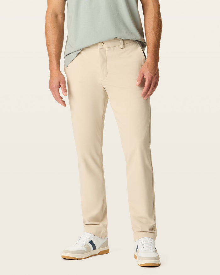 Front view of model wearing Sahara Khaki Go Airweave Chino, Straight Fit.