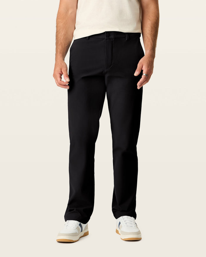 Front view of model wearing Beautiful Black Go Airweave Chino, Straight Fit.